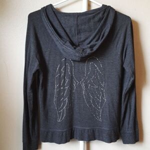 VS ANGELS STUDDED WINGS DARK GREY ZIP UP HOODIE S
